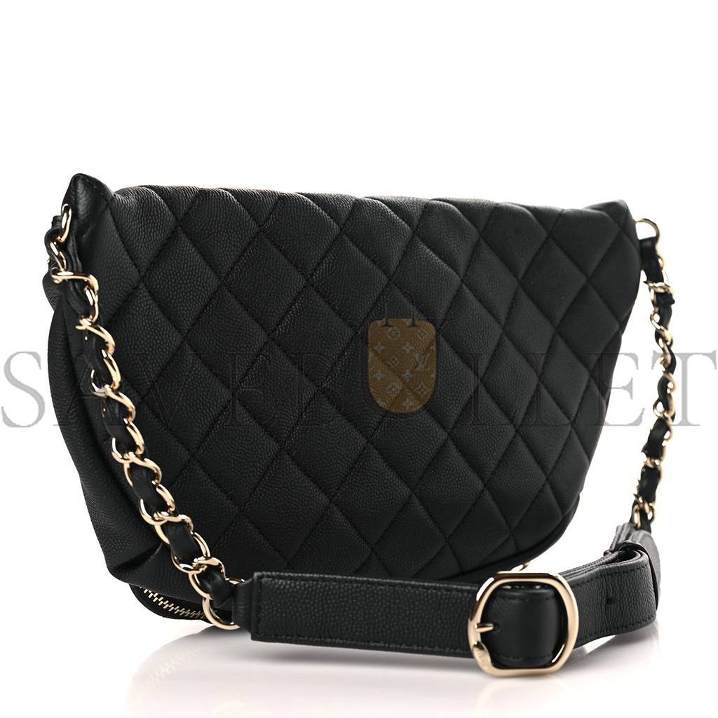 Ch*el caviar quilted business affinity waist belt bag black (19*15*8cm)